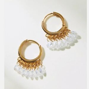 Anthropologie, Teardrop Crystal Huggie Hoop Earrings